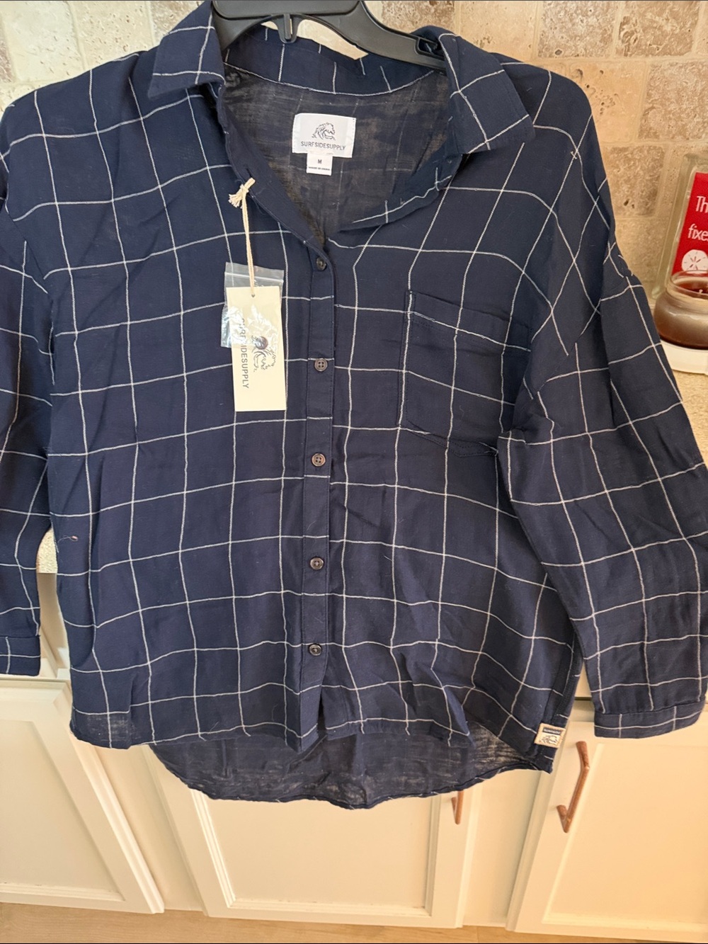Surfside Supply Navy Blue Windowpane Button-Down Shirt